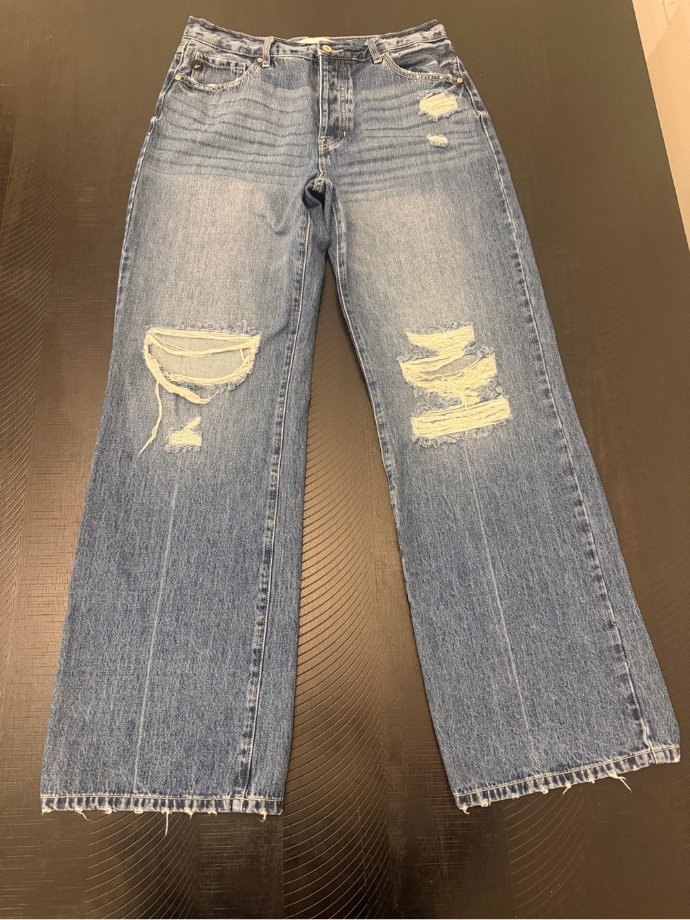 KanCan Distressed Wide-Leg 100% Cotton Button Fly Jeans Women Sz 13/30